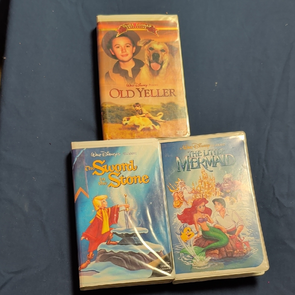 Disney VHS Set: Old Yeller, The Sword in the Stone, The Little Mermaid